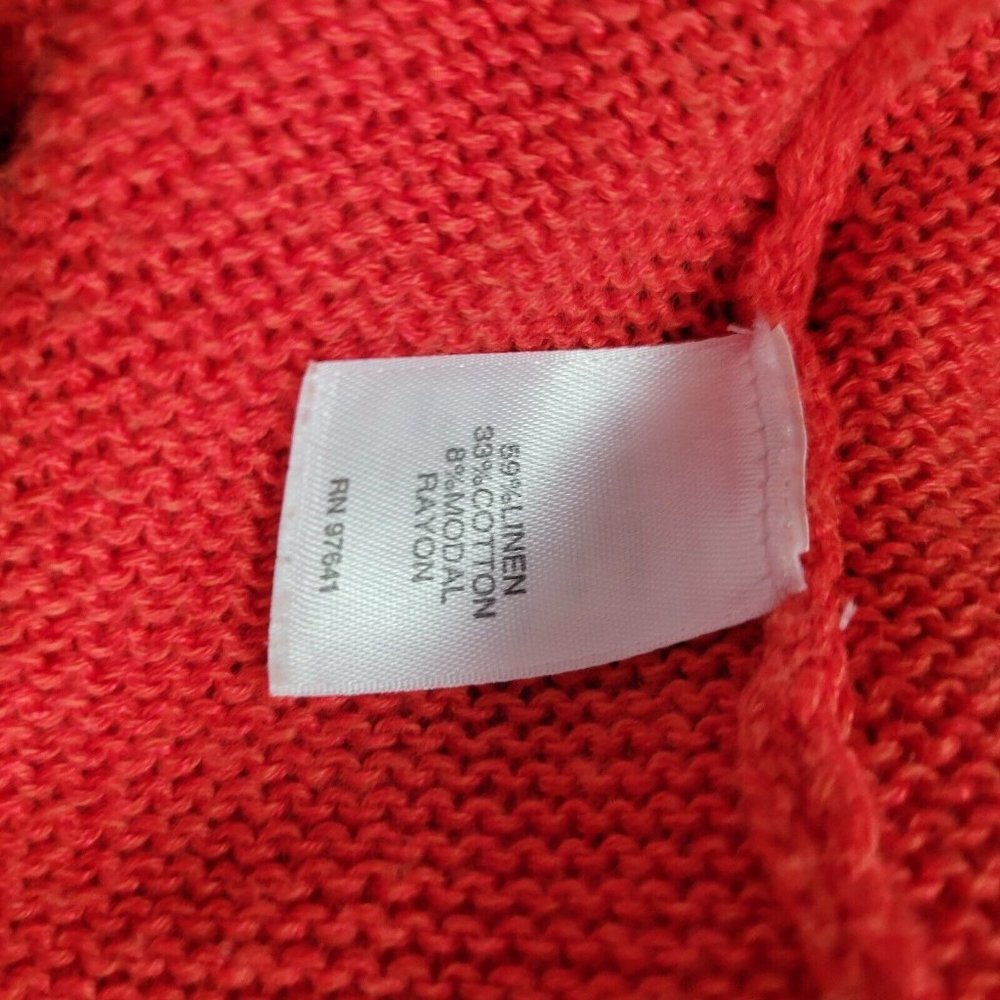 J Jill Coral Salmon Pink V Neck Cardigan Sweater Small XS Linen - Picture 5 of 6